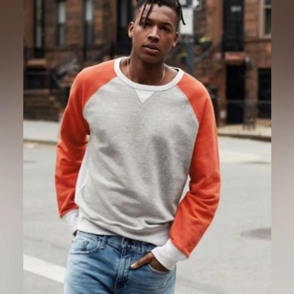 Gap Tri‎ Tone orange and gray vintage retro reglan crewneck sweatshirt Mens S